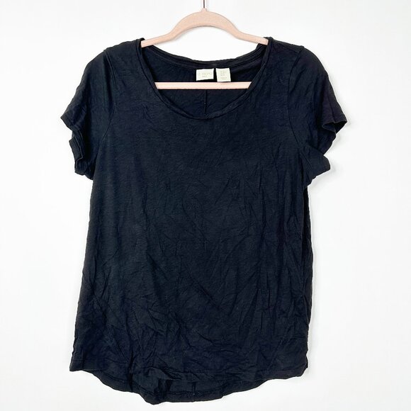 2/$30 St. Tropez West Pure Pima Cotton Basic Tee Cap Sleeve Black M #A0484 TRB3 - Picture 3 of 7